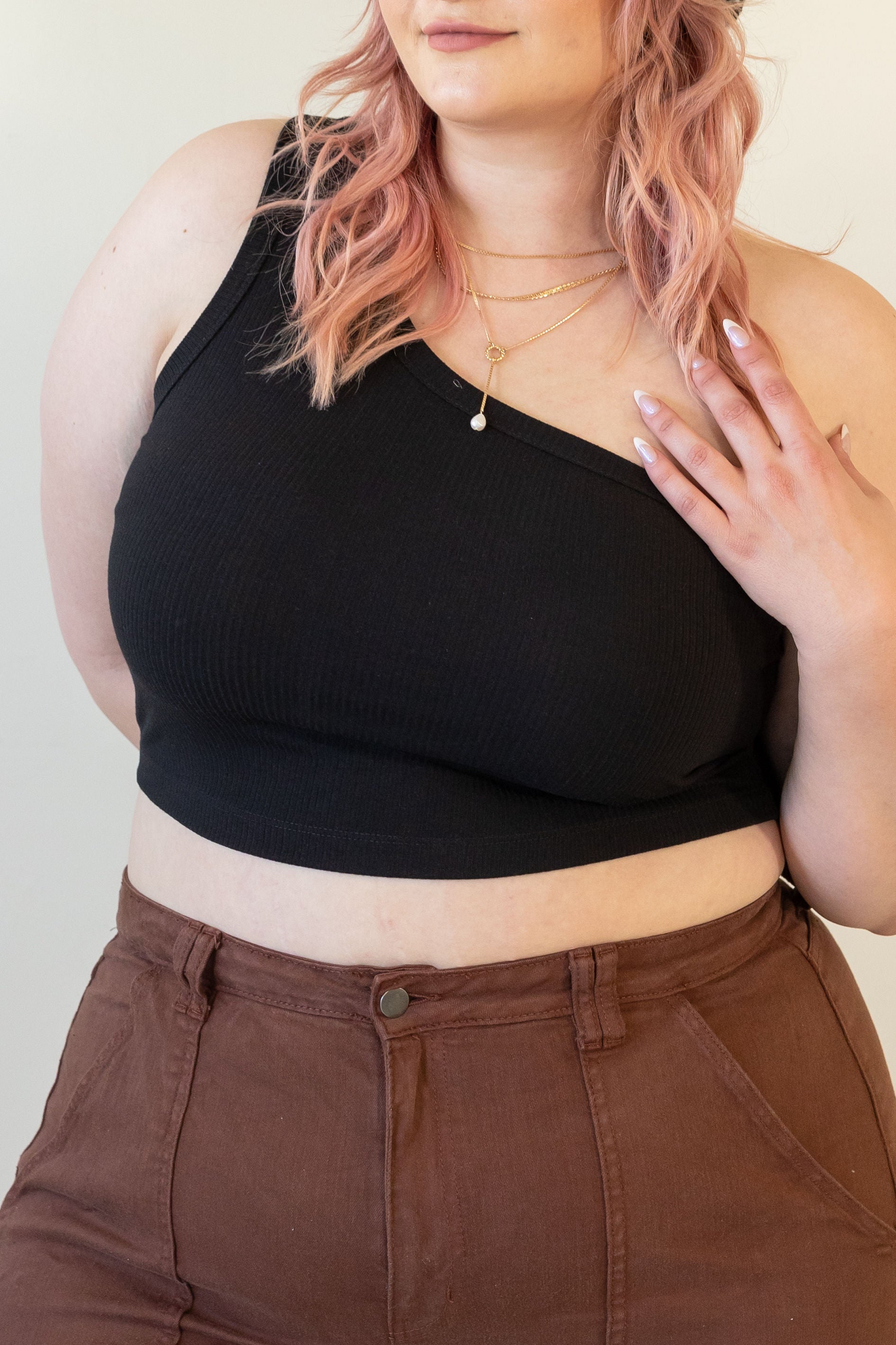 Here &amp; Now One Shoulder Crop Top by Nectar Curve