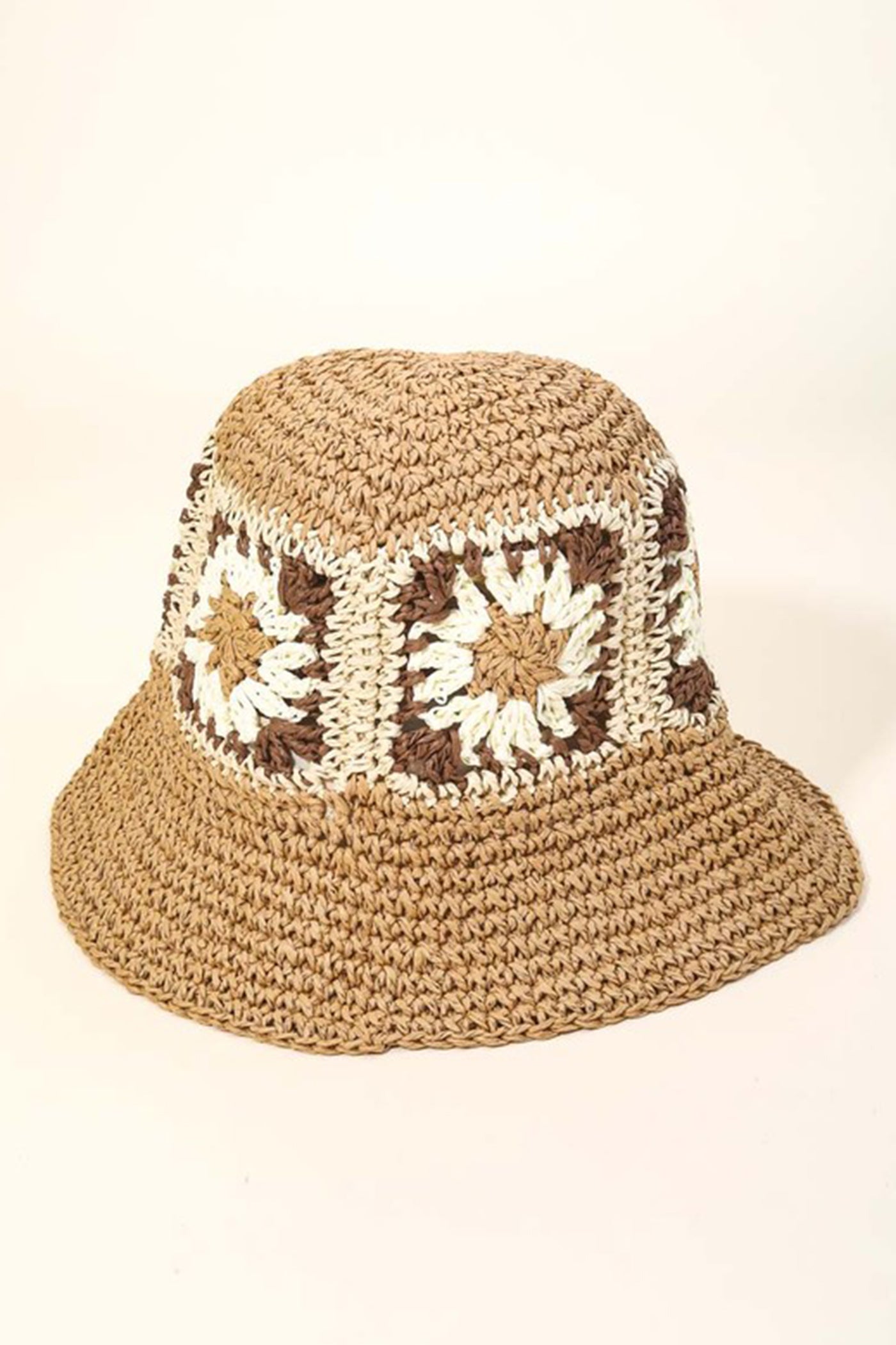 Flower Square Straw Bucket Hat