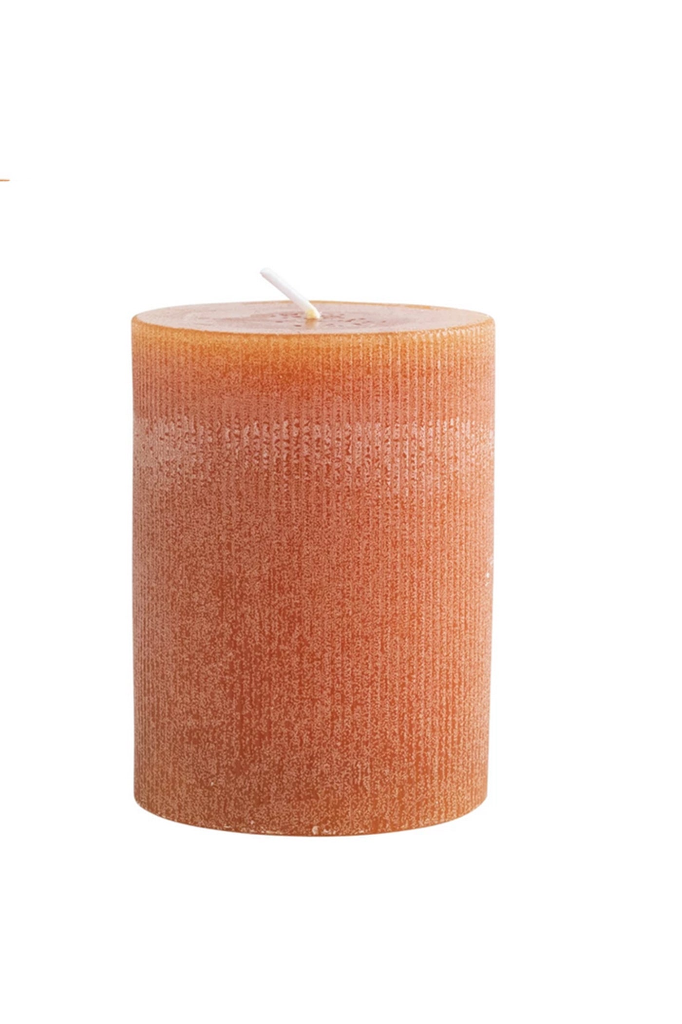 Unscented Pleated Pillar Candle- Orange