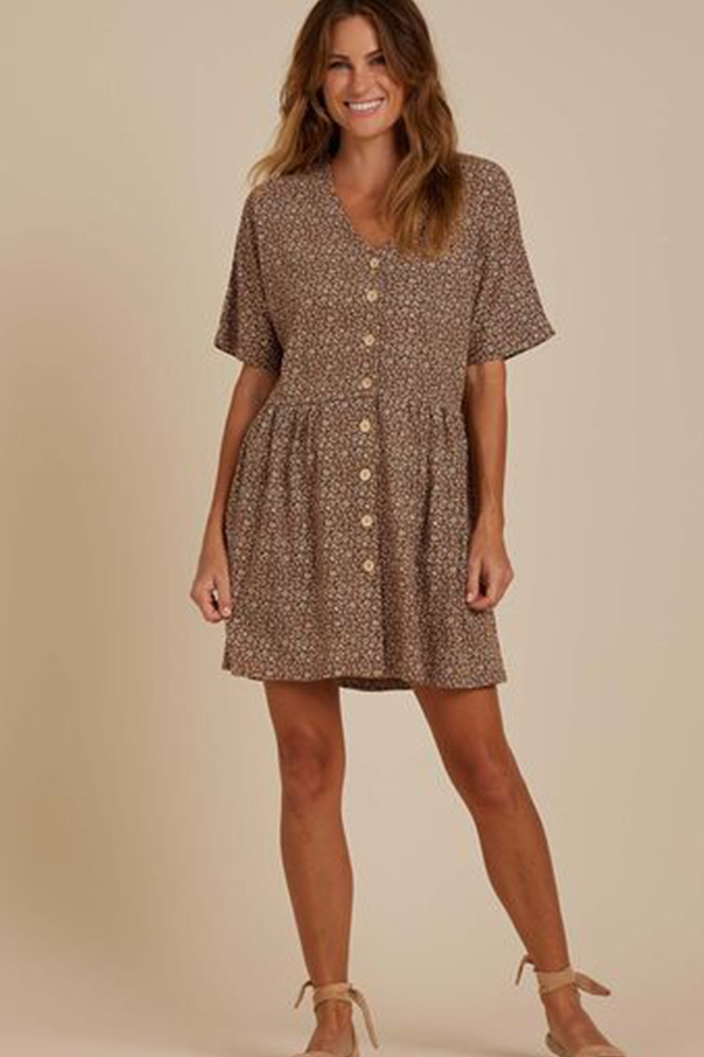 Button Jersey Women's Mini Dress by Rylee &amp; Cru