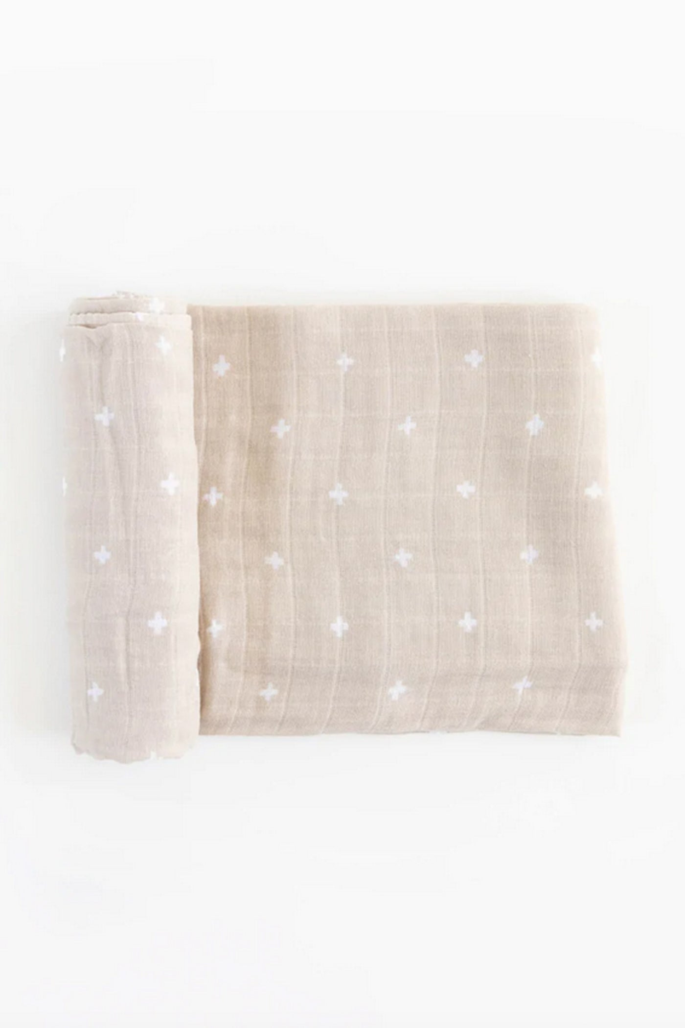 Taupe Cross Cotton Muslin Swaddle