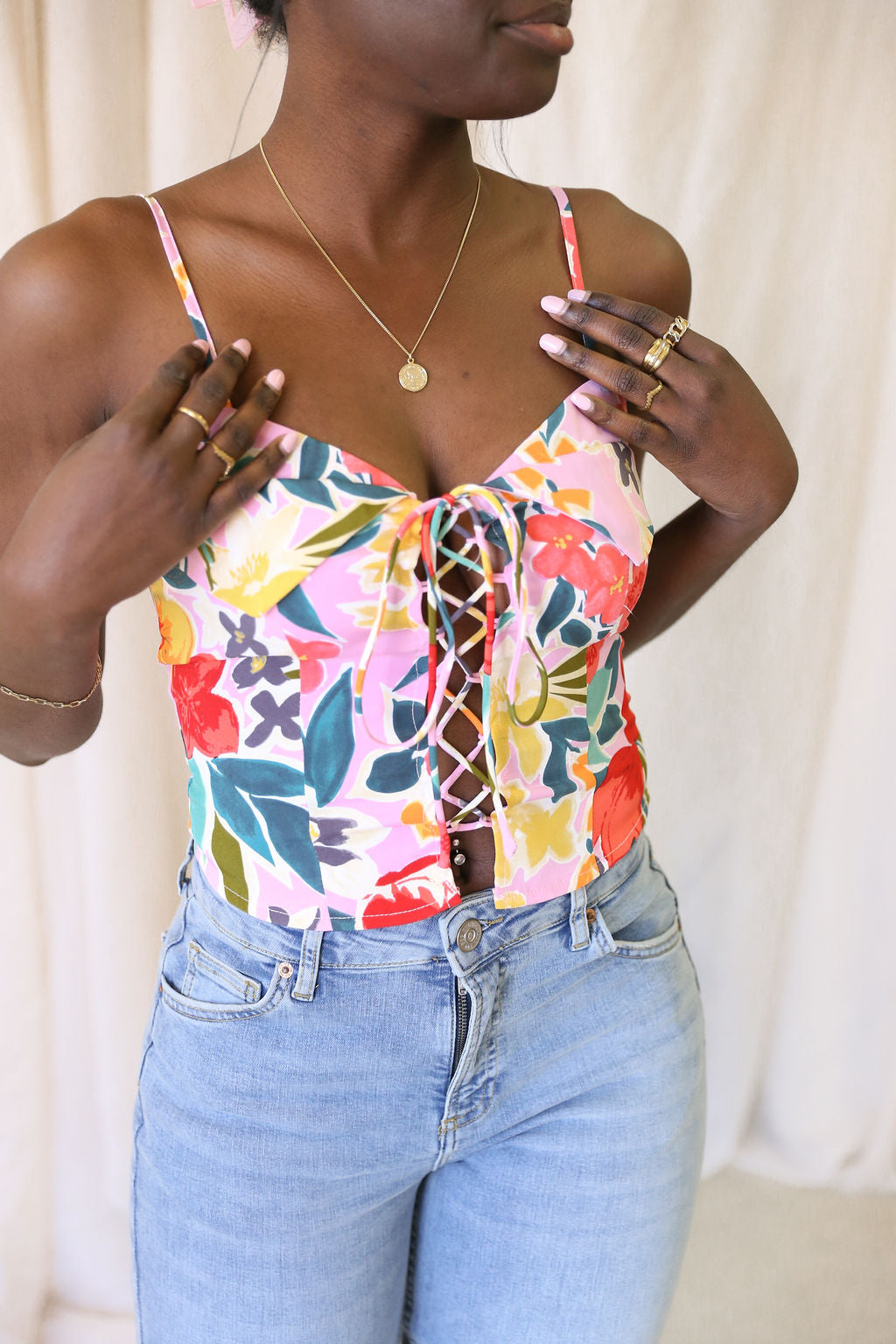 Follow You Floral Corset Cami Top