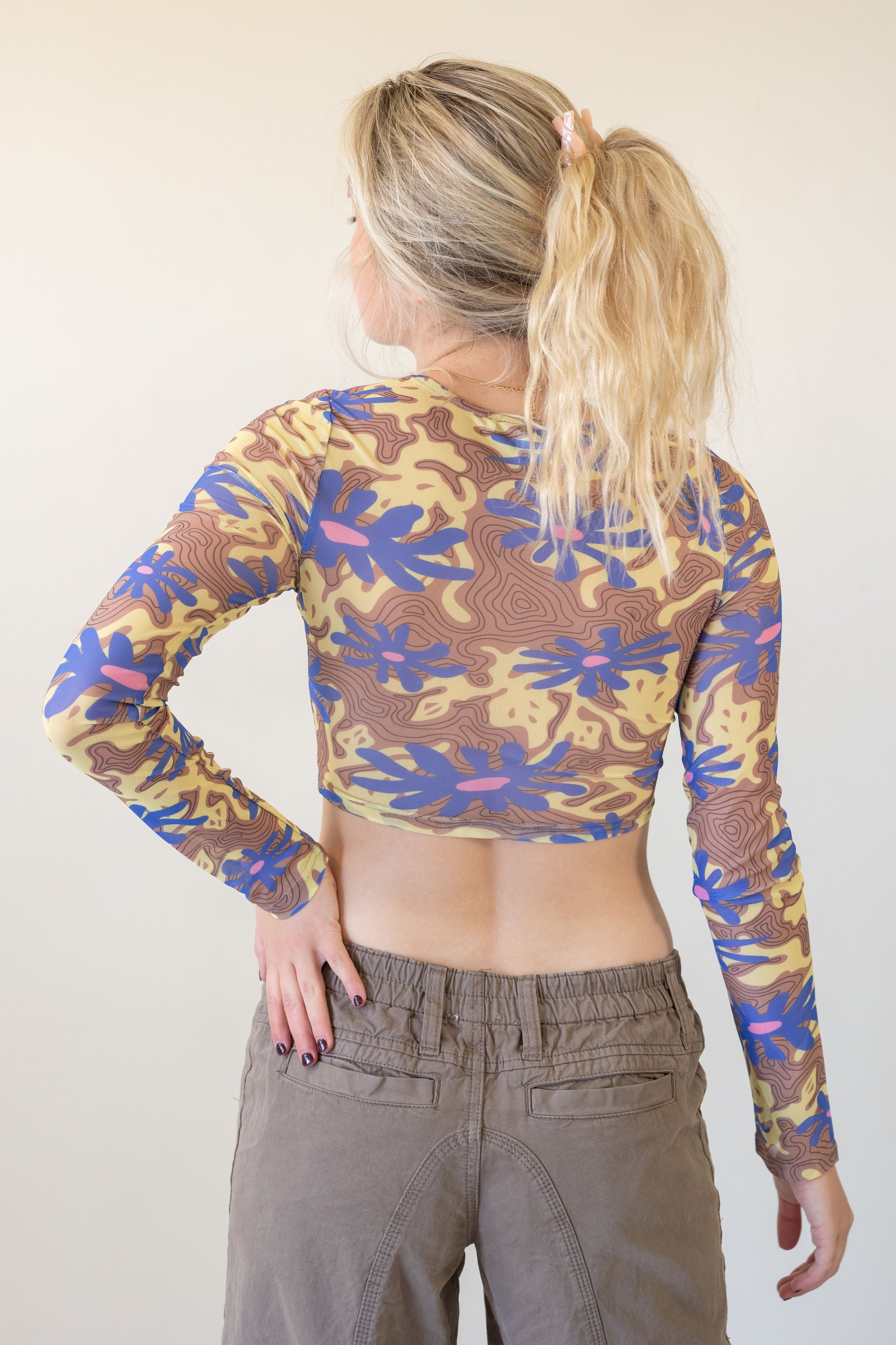 This Heart Long Sleeve Floral Crop Top