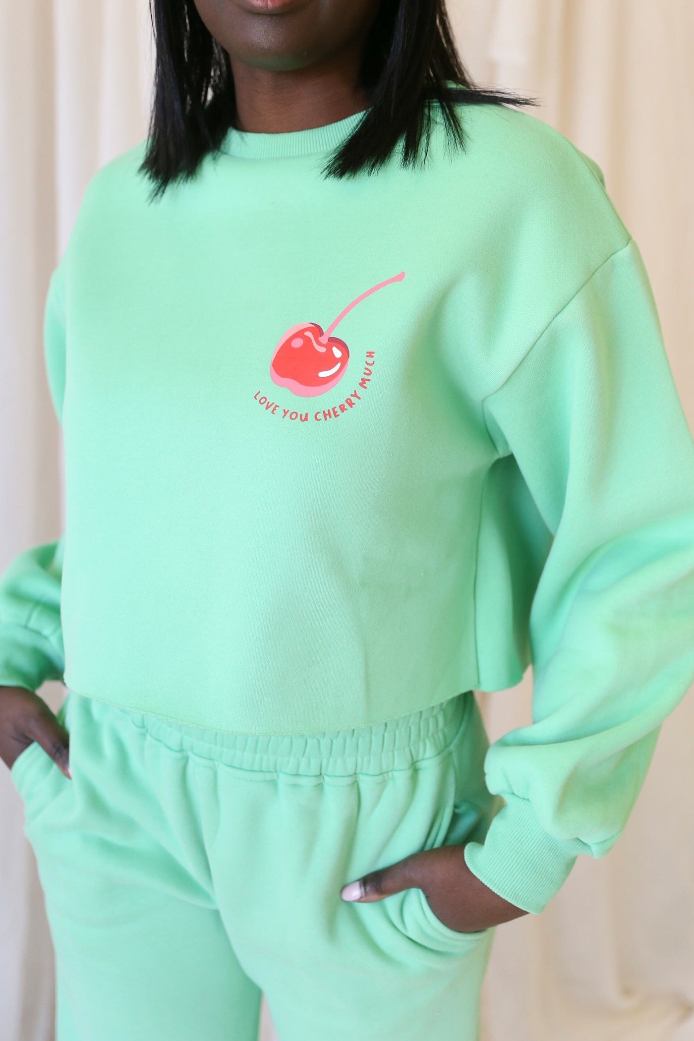 Save It Graphic Crop Sweater