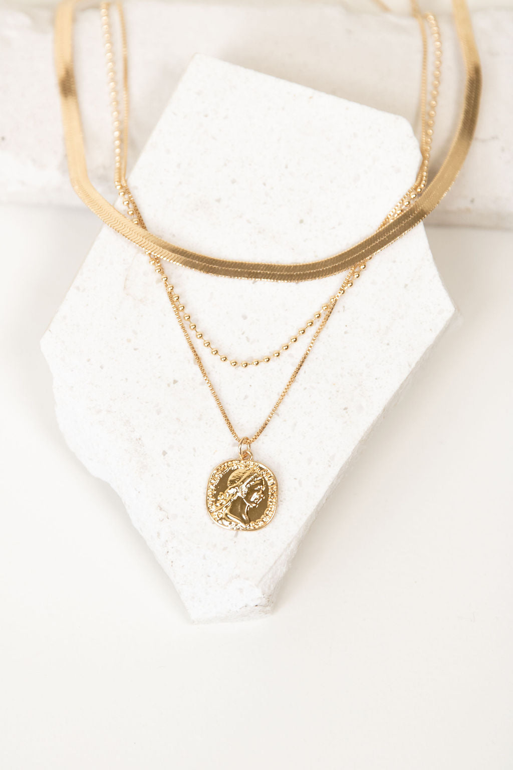 Coin Pendant Layered Necklace