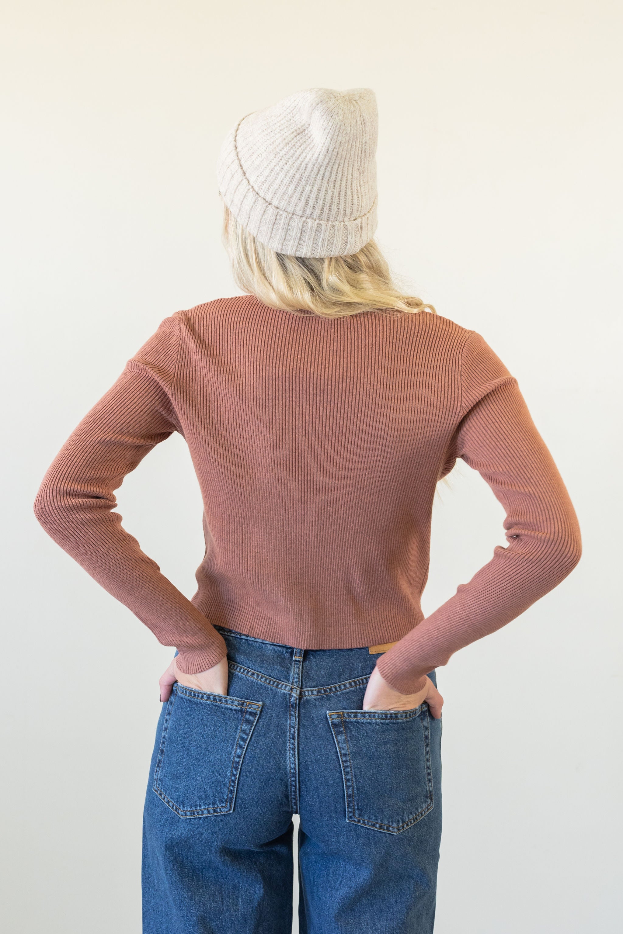 Rose Knit Long Sleeve Top