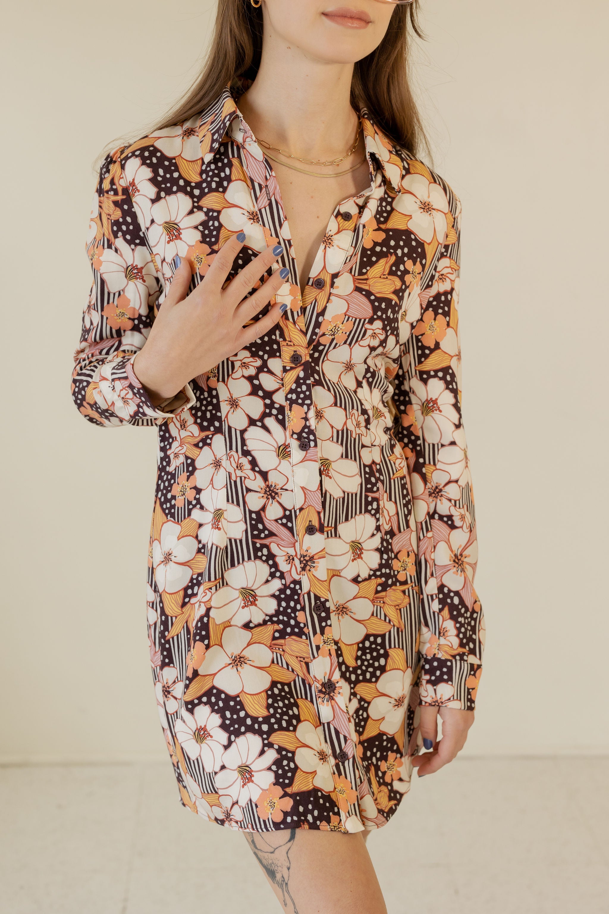About Me Long Sleeve Floral Tunic by For Good