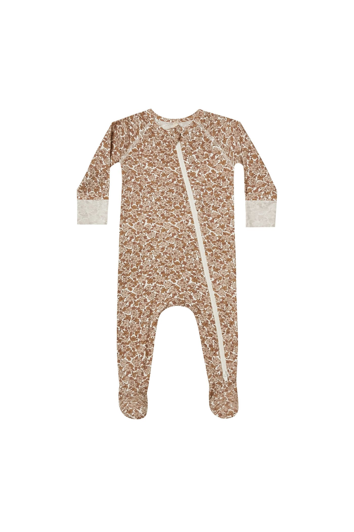 meadow floral Bamboo Zip Footie by Quincy Mae